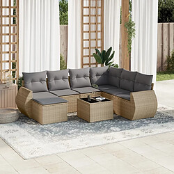 Maison Chic Salon de jardin avec coussins 8 pcs | Ensemble de Table et chaises | Mobilier d'Extérieur beige résine tressée -GKD21890