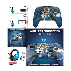 NC CASQUE NINTENDO SWITCH ROUGE ET BLEU + Manette SANS FIL Bluetooth SWITCH ZELDA GLOW LINK Officielle Nintendo avec Câble USB detachab