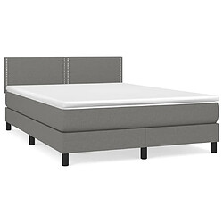 vidaXL Sommier à lattes de lit avec matelas Gris foncé 140x200cm Tissu