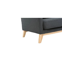 Canapé scandinave 2 places gris foncé déhoussable et pieds bois clair OSLO pas cher