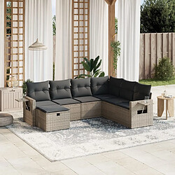 Maison Chic Salon de jardin avec coussins 7 pcs, Ensemble Tables et chaises de jardin, gris résine tressée -GKD824984