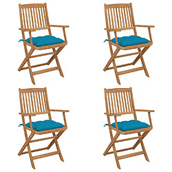 vidaXL Chaises pliables de jardin lot de 4 avec coussins Bois d'acacia