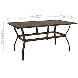 vidaXL Table de jardin Marron 140x80x72 cm Acier pas cher