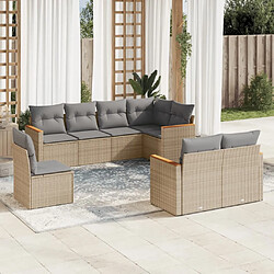 Maison Chic Salon de jardin avec coussins 8 pcs | Ensemble de Table et chaises | Mobilier d'Extérieur beige résine tressée -GKD36054