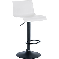 Decoshop26 Lot de 2 tabourets de bar design simple avec repose-pieds en plastique blanc pieds en métal noir 10_0004048 