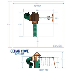 Backyard Discovery Cedar Cove | Maisonnette en bois avec Balancoires, Toboggan Double Mur d'Escalade et Banc | Balancoire Exterieur avec Toboggan, Portique Balancoire Exterieur | VERT, Marron