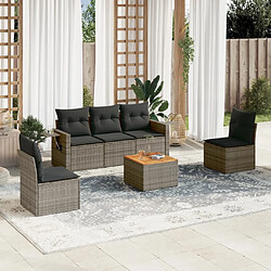 vidaXL Salon de jardin 6 pcs avec coussins gris résine tressée