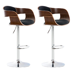 Decoshop26 Lot de 2 tabourets de bar design scandinave en tissu noir et structure en bois couleur noyer 10_0004248 