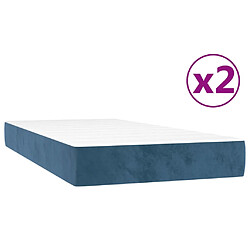 Acheter vidaXL Sommier à lattes de lit et matelas Bleu foncé 200x200cm Velours