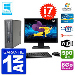 PC HP EliteDesk 800 G1 SFF Ecran 19" i7-4790 8Go 500Go Graveur DVD Wifi W7 · Occasion 