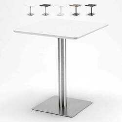 Ahd Amazing Home Design Table 60x60 carrée avec pied central pour bar bistrots Horeca, Couleur: Blanc - Argent