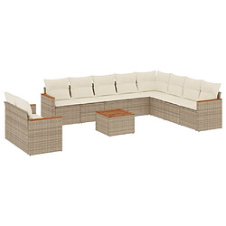 Maison Chic Salon de jardin 11 pcs avec coussins, Ensemble Tables et chaises d'extérieur beige résine tressée -GKD399325