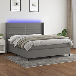 Sommier à lattes et matelas LED,Cadre à lattes de lit pour Adulte Gris foncé 180x200 cm Tissu -MN54176