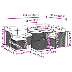 Acheter vidaXL Salon de jardin 8 pcs avec coussins noir résine tressée