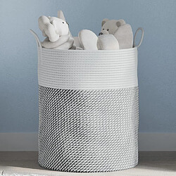 vidaXL Panier de rangement gris et blanc Ø38x46 cm coton 