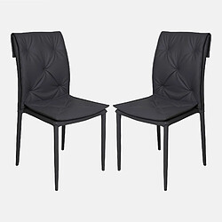 Alter Ensemble de 2 chaises modernes en éco-cuir, pour salle à manger, cuisine ou salon, cm 44x44h91, assise h cm 53, couleur gris