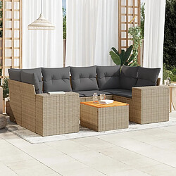 vidaXL Salon de jardin avec coussins 7 pcs beige résine tressée 