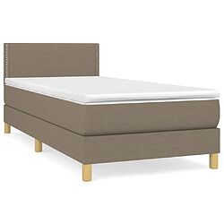 Maison Chic Structures de lit + matelas,Lit à sommier tapissier avec matelas Taupe 90x190 cm Tissu -MN29372