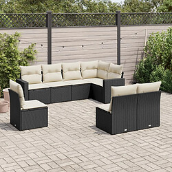 vidaXL Salon de jardin 8 pcs avec coussins noir résine tressée 