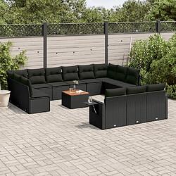 Maison Chic Salon de jardin avec coussins 14 pcs, Ensemble Tables et chaises de jardin, noir résine tressée -GKD910026