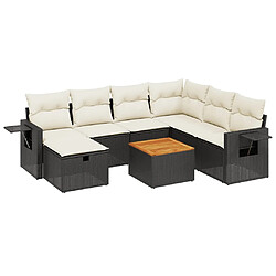 vidaXL Salon de jardin 8 pcs avec coussins noir résine tressée