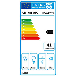 Hotte télescopique 60cm 389m³/h argent métallisé - li64mb521 - SIEMENS