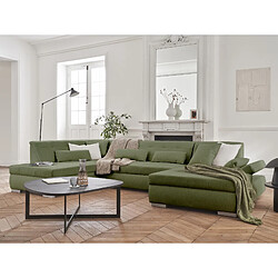 Lisa Design Vermont - canapé panoramique d'angle gauche - 7 places - convertible - en tissu Vermont - canapé panoramique d'angle gauche - 7 places - convertible - en tissu - Vert sauge