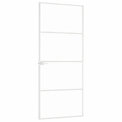 Avis vidaXL Porte d'intérieur Blanc 83x201,5 cm Trempé verre aluminium fin