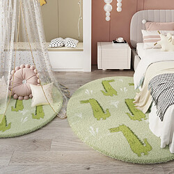 LUUCOZK SalonTapis et moquettes antidérapants pour décoration d'intérieur - Cercle - Petit crocodile-120x120cm