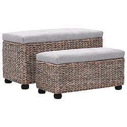 Helloshop26 Banquette pouf tabouret meuble banc 2 pcs jacinthe d'eau gris 3002178