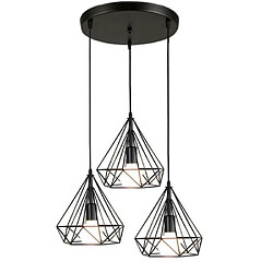 Stoex Suspension Cage Forme Diamant Contemporain 25cm Corde Ajustable Luminaire Lustre en Fer Salle à Manger,Bar,Chambre 