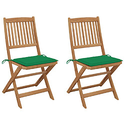 vidaXL Chaises pliables de jardin lot de 2 avec coussins Bois d'acacia