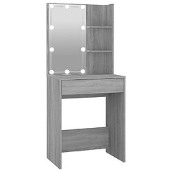 Helloshop26 Coiffeuse à led 60 x 40 x 140 cm avec armoire sonoma gris bois d'ingénierie 02_0006373