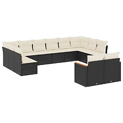 Maison Chic Salon de jardin 12 pcs avec coussins, Ensemble Tables et chaises d'extérieur noir résine tressée -GKD453257