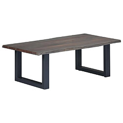 vidaXL Table basse avec bord naturel Gris 115x60x40 cm Bois d'acacia