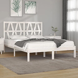 Maison Chic Lit Moderne Chambre - Cadre/structure de lit pour adulte Blanc Bois de pin massif 120x190 cm Petit Double -MN86530