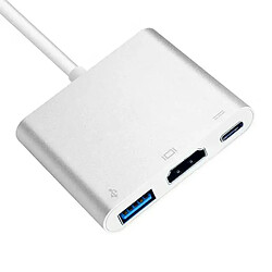 Avis iLike HD1 3in1 USB-C (Type-C) Prise vers HDMI 4K / USB 3.0 / USB-C Femelle Adaptateur de câble audio et vidéo Argent