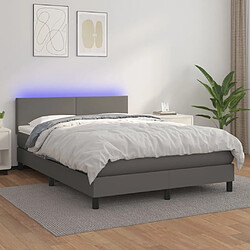 Sommier à lattes et LED,Cadre à lattes de lit avec matelas pour Adulte Gris 140x190 cm -MN65900