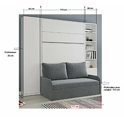 Avis Inside 75 Composition lit escamotable 160 blanc mat BERMUDES SOFA canapé microfibre gris 2 colonnes