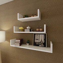 vidaXL Étagères murales 3 pcs Forme de U MDF Blanc 