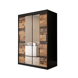 Abiks Meble Armoire Old St T1 à portes coulissantes 200/120/62 2 portes (noir/marron)