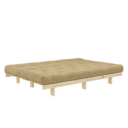 Inside 75 Banquette convertible futon LEAN pin coloris beige blé couchage 130*190 cm. pas cher