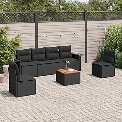 Maison Chic Ensemble Tables et chaises d'extérieur 7pcs avec coussins,Salon de jardin noir résine tressée -GKD812980