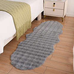 LUUCOZK Tapis Moelleux en Fausse Fourrure Tapis Shaggy pour Chambre à Coucher Salon-Gris Clair-60x150cm (2P) 