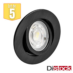 BRAYTRON Lot de 5 spots LED encastrables 3en1 rond noir 7W IP20 