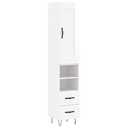 Maison Chic Buffet,Meuble de Rangement,commode pour salon,Cuisine Blanc brillant 34,5x34x180 cm Bois d'ingénierie -MN75267