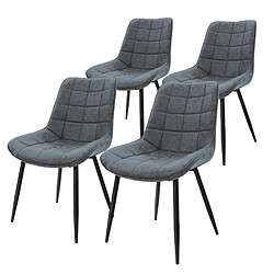 ML-Design Lot de 4 chaises salle à manger salon anthracite simili PU pieds en acier noir