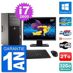 PC Tour HP Z210 Ecran 22" Intel i7-2600 RAM 32Go Disque Dur 2To Windows 10 Wifi - Occasion