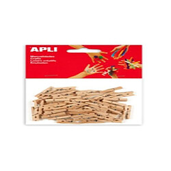 APLI Sachet de 45 mini pinces en bois couleur naturel 25 x 3 mm