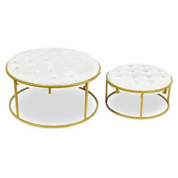 Paris Prix Lot de 2 Poufs Design en Velours Valona 75cm Blanc